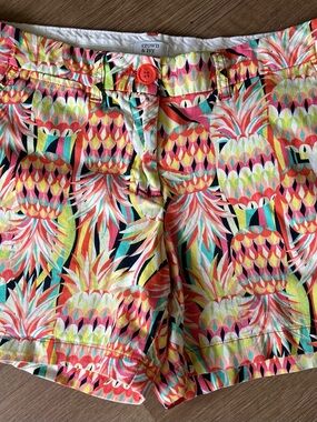 crown & ivy Multicolor Pineapple Print Shorts - Coral, Yellow, Teal